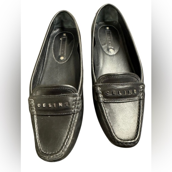 Celine Black Leather Loafers size 39 - Picture 1 of 5